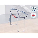 Étendoir a linge Leifheit Pegasus 160 Solid Slim 81620, séchoir a linge compact avec 16m d'étendage, tancarville robuste, blanc