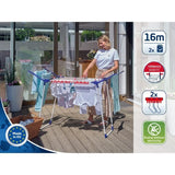 Étendoir a linge Leifheit Pegasus 160 Solid Slim 81620, séchoir a linge compact avec 16m d'étendage, tancarville robuste, blanc