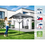 Séchoir parapluie Leifheit LinoProtect 400 82100, étendoir a linge parapluie avec toit étanche et douille, 40m d'étendage, gris