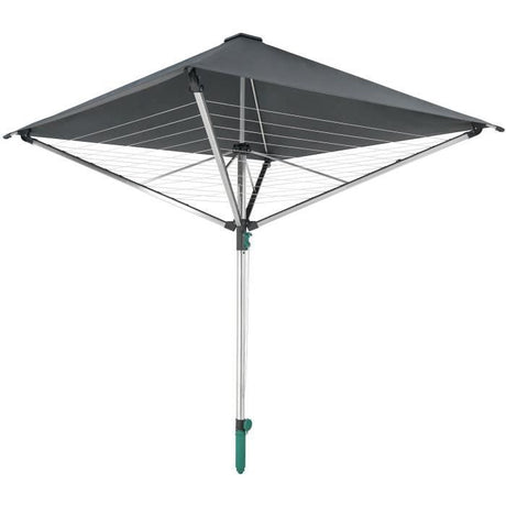 Séchoir parapluie Leifheit LinoProtect 400 82100, étendoir a linge parapluie avec toit étanche et douille, 40m d'étendage, gris