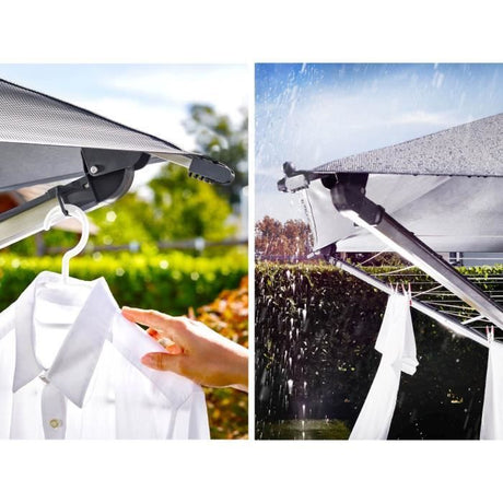 Séchoir parapluie Leifheit LinoProtect 400 82100, étendoir a linge parapluie avec toit étanche et douille, 40m d'étendage, gris