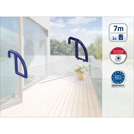 Séchoir a linge suspendu Leifheit 70 Classic 83056, séchoir express pour balcon et radiateur avec 7m d'étendage, suspension robuste