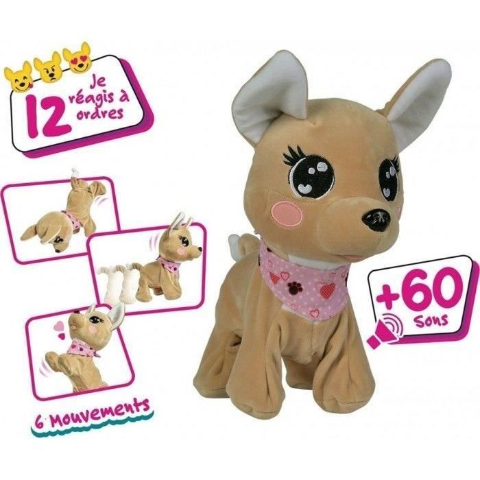 Simba - Peluche interactive - Chi Chi Love Baby Boo - 30 cm - Jouet interactif - Marron et rose - Mixte - 3 ans+