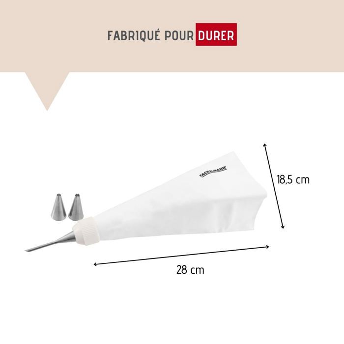 Poche a douille professionnelle - FM PROFESSIONAL - Réemployable - 3 douilles inox - 28 cm