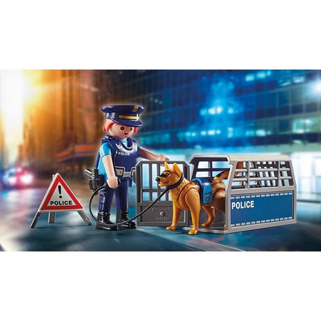 PLAYMOBIL 6878 Barrage de police, City Action, Contient un barrage de police avec chien policier et de nombreux accessoires, des 4 a