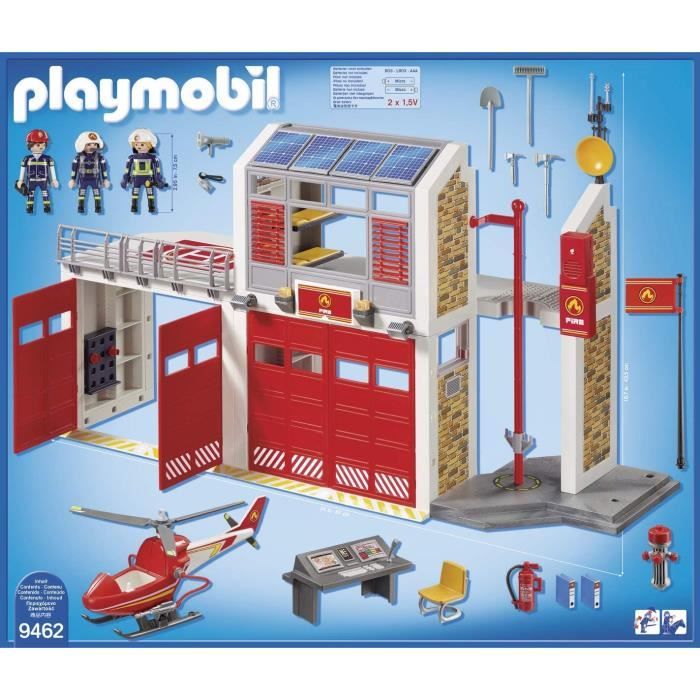 PLAYMOBIL 9462 Caserne de pompiers avec hélicoptere, City Action, Mixte, Pour enfant des 4 ans