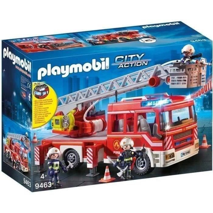 PLAYMOBIL 9463 Camion de pompiers, Avec échelle pivotante, City Action, des 4 ans