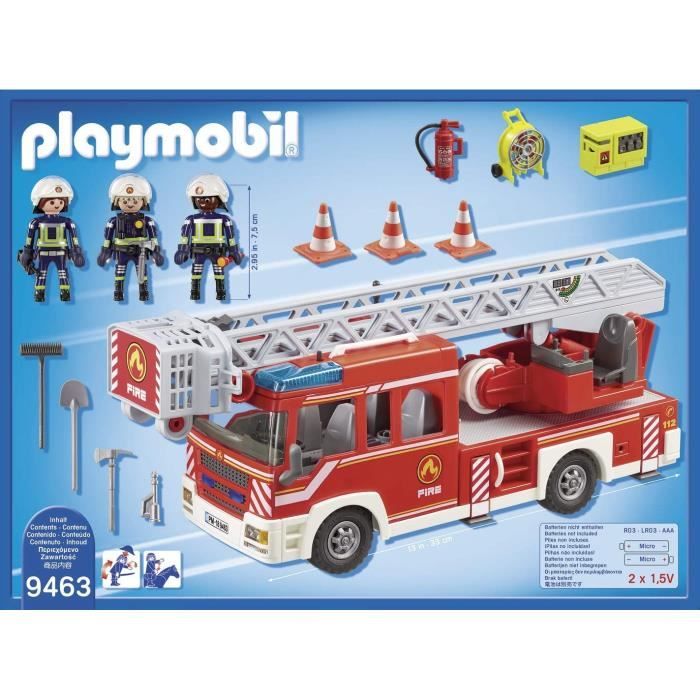PLAYMOBIL 9463 Camion de pompiers, Avec échelle pivotante, City Action, des 4 ans