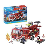 PLAYMOBIL 9464 Fourgon d'intervention des pompiers jaune avec canon a eau fonctionnel - City Action