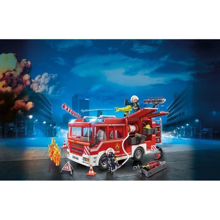 PLAYMOBIL 9464 Fourgon d'intervention des pompiers jaune avec canon a eau fonctionnel - City Action