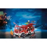 PLAYMOBIL 9464 Fourgon d'intervention des pompiers jaune avec canon a eau fonctionnel - City Action