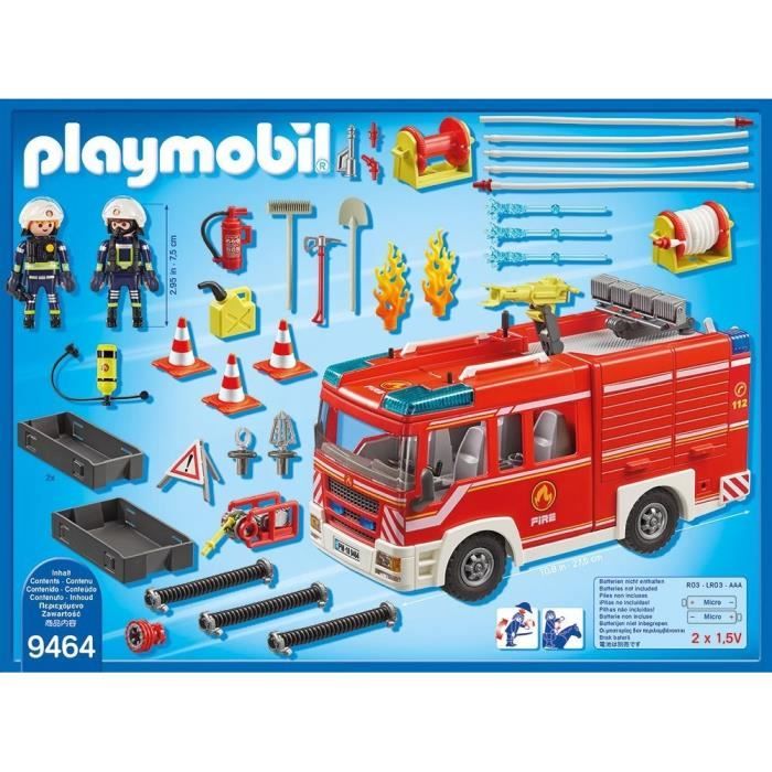 PLAYMOBIL 9464 Fourgon d'intervention des pompiers - City Action Les pompiers - Avec canon a eau - 138 pieces - Des 4 ans