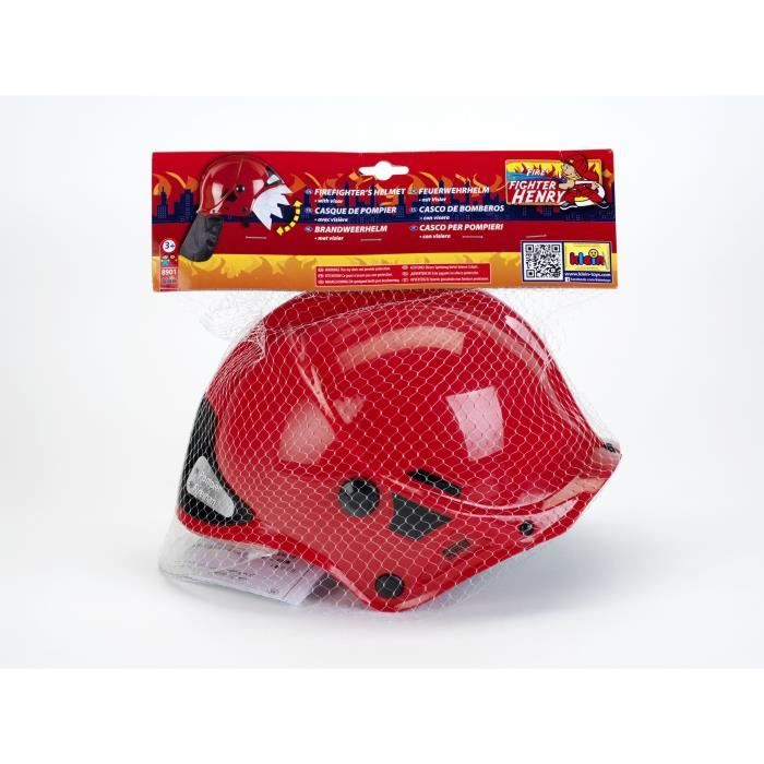 Casque de pompier F1 rouge - KLEIN - Licence MSA GALLET - Visiere escamotable et protege-nuque