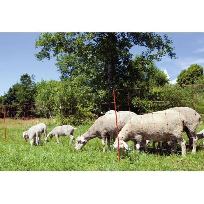 KERBL -  Filet pour moutons OviNet électrifiable - Longueur 50 m - Hauteur 90 cm - 14 piquets