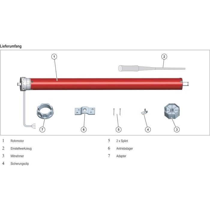 Moteur filaire volet roulant RM10MM SUPERROLLO - SR20215 - Diametre 60 mm - 10 Nm - Poids max tablier 22 kg