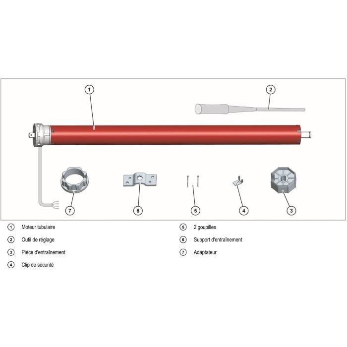 Moteur filaire volet roulant RM20MM SUPERROLLO - SR20225 -Diametre 60 mm - 20 Nm - Poids max tablier 44 kg