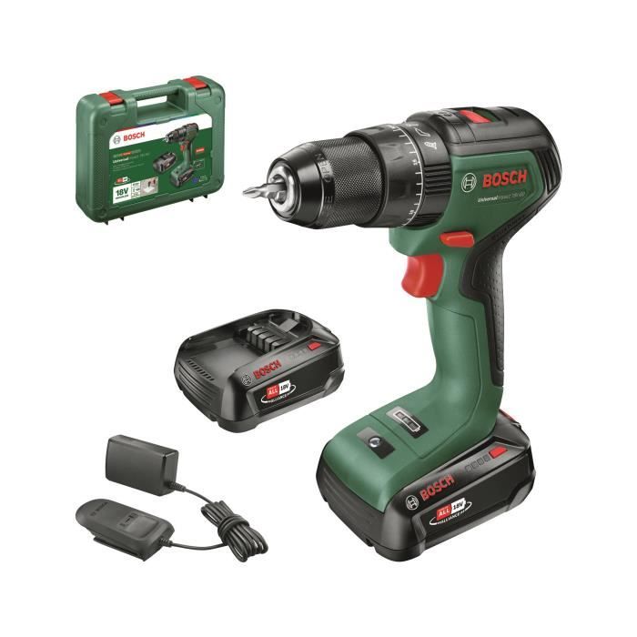Perceuse visseuse Bosch UniversalImpact 18V60 Brushless (+2xbatteries 2,0Ah) + chargeur AL 18V-20 - 06039D7102