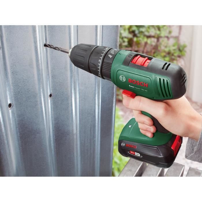 Perceuse-visseuse a percussion sans fil Bosch Home and Garden 06039D810D 18 V 1.5 Ah Li-Ion + 2 batteries, + chargeur,