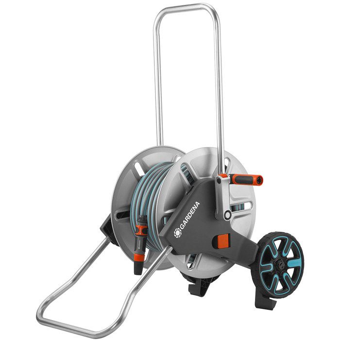 Enrouleur de tuyau GARDENA CleverRoll M métal – Tuyau Classic 25m Ř15mm – Adapté petit jardin – Kit complet (18543-26)