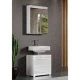 Armoire Miroir - AMANDA - 2 portes miroir - L60 x P17 x H77 cm - Blanc