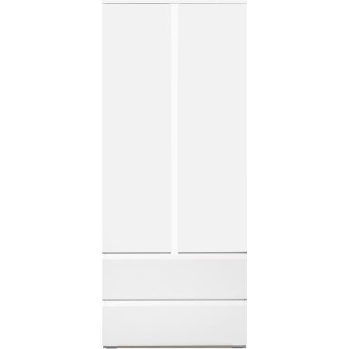 Armoire IMAGE7 - 2 portes + 2 tiroirs - Blanc Mat - L80 x H191 x P40 cm