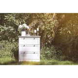 Commode  LANDWOOD  3 Tiroirs - Décor blanc - Style campagne - L80 x P45 x H90 cm