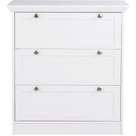 Commode  LANDWOOD  3 Tiroirs - Décor blanc - Style campagne - L80 x P45 x H90 cm