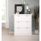 Commode  LANDWOOD  3 Tiroirs - Décor blanc - Style campagne - L80 x P45 x H90 cm