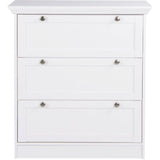 Commode  LANDWOOD  3 Tiroirs - Décor blanc - Style campagne - L80 x P45 x H90 cm