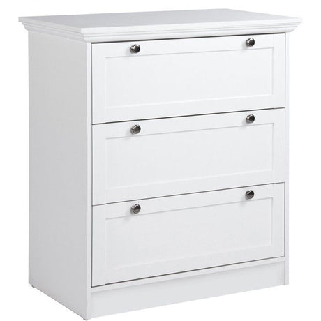 Commode  LANDWOOD  3 Tiroirs - Décor blanc - Style campagne - L80 x P45 x H90 cm