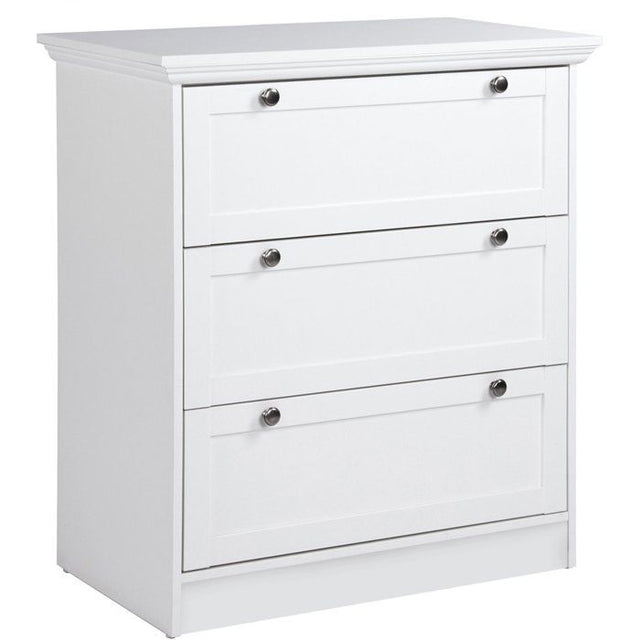 Commode  LANDWOOD  3 Tiroirs - Décor blanc - Style campagne - L80 x P45 x H90 cm