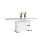Table extensible 6-8 personnes - Rectangulaire - Panneaux de particules mélaminés- Mantova - Blanc et alu - L 160- 200 x P90 x H75cm