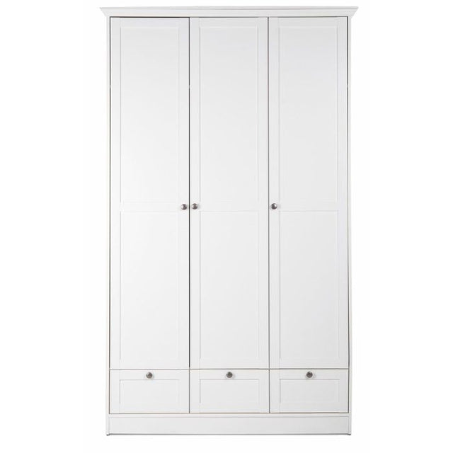 Armoire de chambre - LANDWOOD 18 - Blanc - 3 portes - 120 x 51 x 200 cm