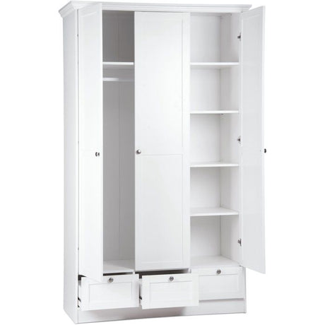 Armoire de chambre - LANDWOOD 18 - Blanc - 3 portes - 120 x 51 x 200 cm