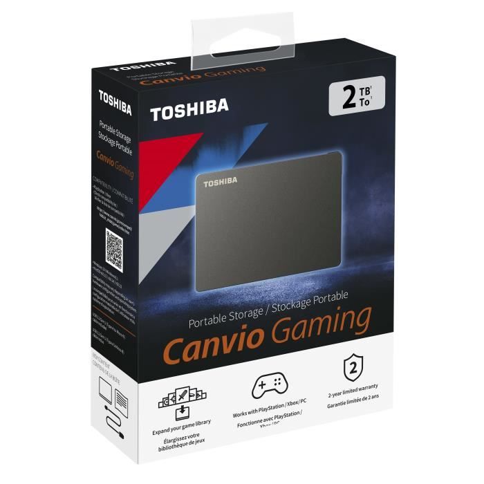 TOSHIBA - Disque dur externe Gaming - Canvio Gaming - 2To - PS4 Xbox - 2,5 (HDTX120EK3AA)