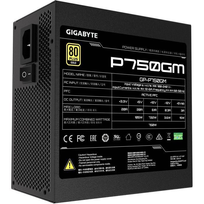 GIGABYTE - GP-P750GM 80+ Gold - Alimentation - 750 W