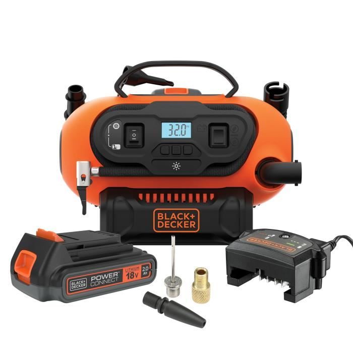Gonfleur compresseur filaire ou sans fil - BLACK+DECKER - BDCINF18N-QS - 18V - 11 BARS/ 160 PSI - sans batterie