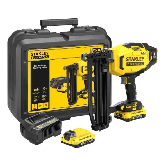 Cloueur de finition sans fil - 18V - STANLEY FATMAX - SFMCN616D2K-QW - Clous 25 a 64 mm + 2 batteries 2Ah + chargeur