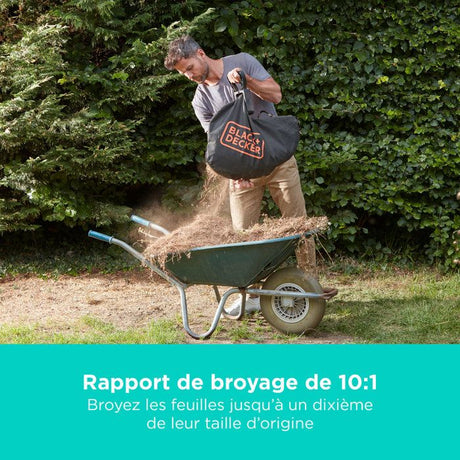 Aspirateur souffleur broyeur sans fil BLACK+DECKER - BCBLV3625L1-QW - 36V - Avec batterie 36 V - Sac 45L