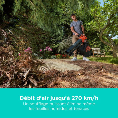 Aspirateur souffleur broyeur sans fil BLACK+DECKER - BCBLV3625L1-QW - 36V - Avec batterie 36 V - Sac 45L