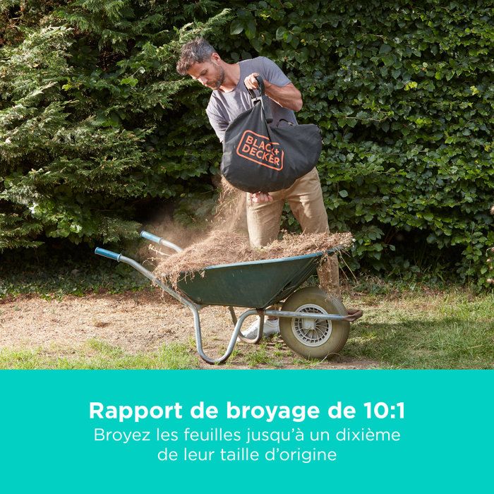 Aspirateur souffleur broyeur sans fil BLACK+DECKER - BCBLV3625L1-QW - 36V - Avec batterie 36 V - Sac 45L