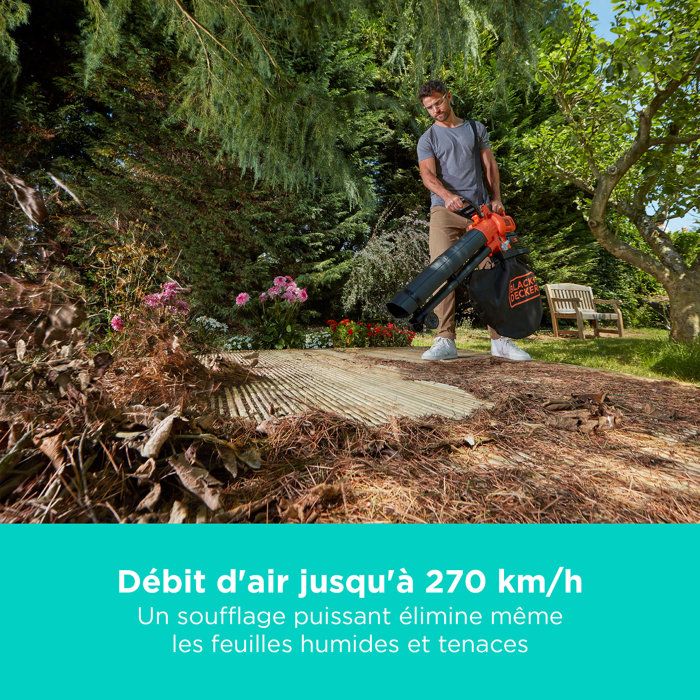 Aspirateur souffleur broyeur sans fil BLACK+DECKER - BCBLV3625L1-QW - 36V - Avec batterie 36 V - Sac 45L