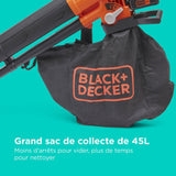 Aspirateur souffleur broyeur sans fil BLACK+DECKER - BCBLV3625L1-QW - 36V - Avec batterie 36 V - Sac 45L