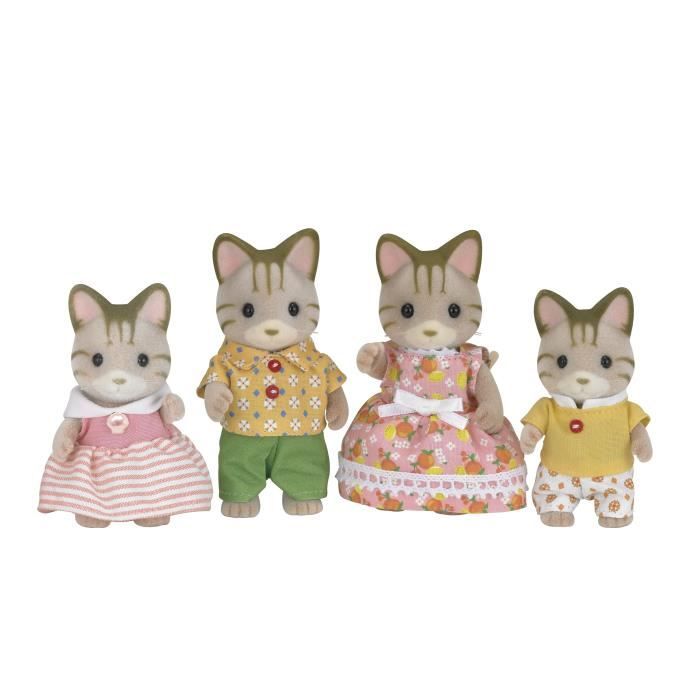 SYLVANIAN FAMILIES - 5180 - Famille Chat Tigre - Les Familles - ArticulÈe et HabillÈe - A partir de 3 ans