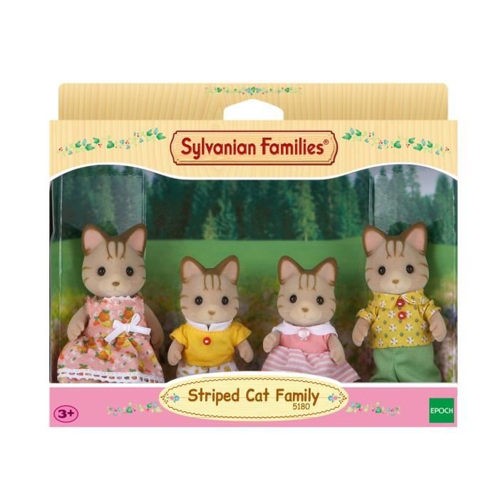 SYLVANIAN FAMILIES - 5180 - Famille Chat Tigre - Les Familles - ArticulÈe et HabillÈe - A partir de 3 ans