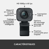 Webcam - Full HD 1080p - Logitech G - StreamCam - Microphone intégré - Graphite