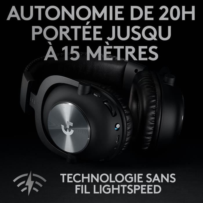 Casque gamer - Sans fil - Logitech G - Pro X - Avec micro - Noir