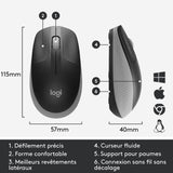 Souris sans fil ergonomique - Logitech - M190 - Gris