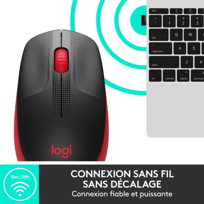 Souris - Sans fil - Logitech - M190 - Rouge