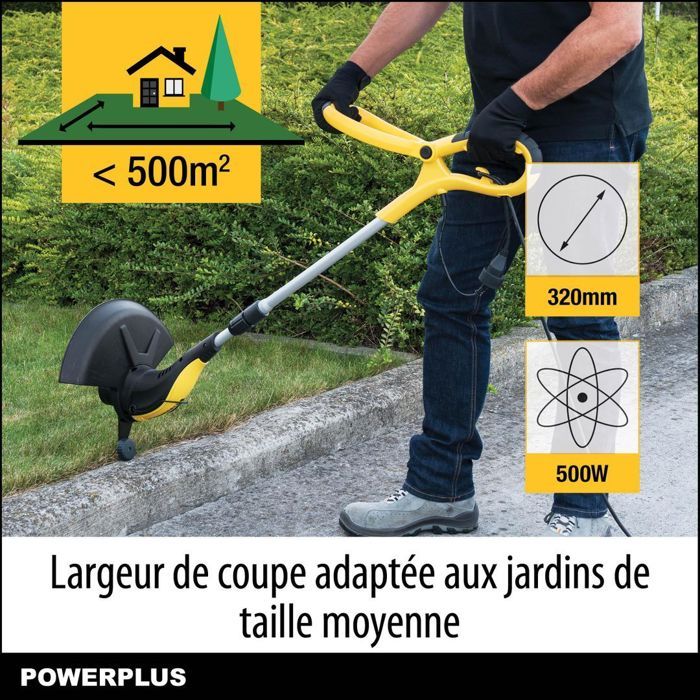 Powerplus Coupe-Bordure Électrique POWXG30033 - 500 W, 320 mm Ř, Jardinage Outillage, Coupe-Herbe & Coupe-Bordures pour votre